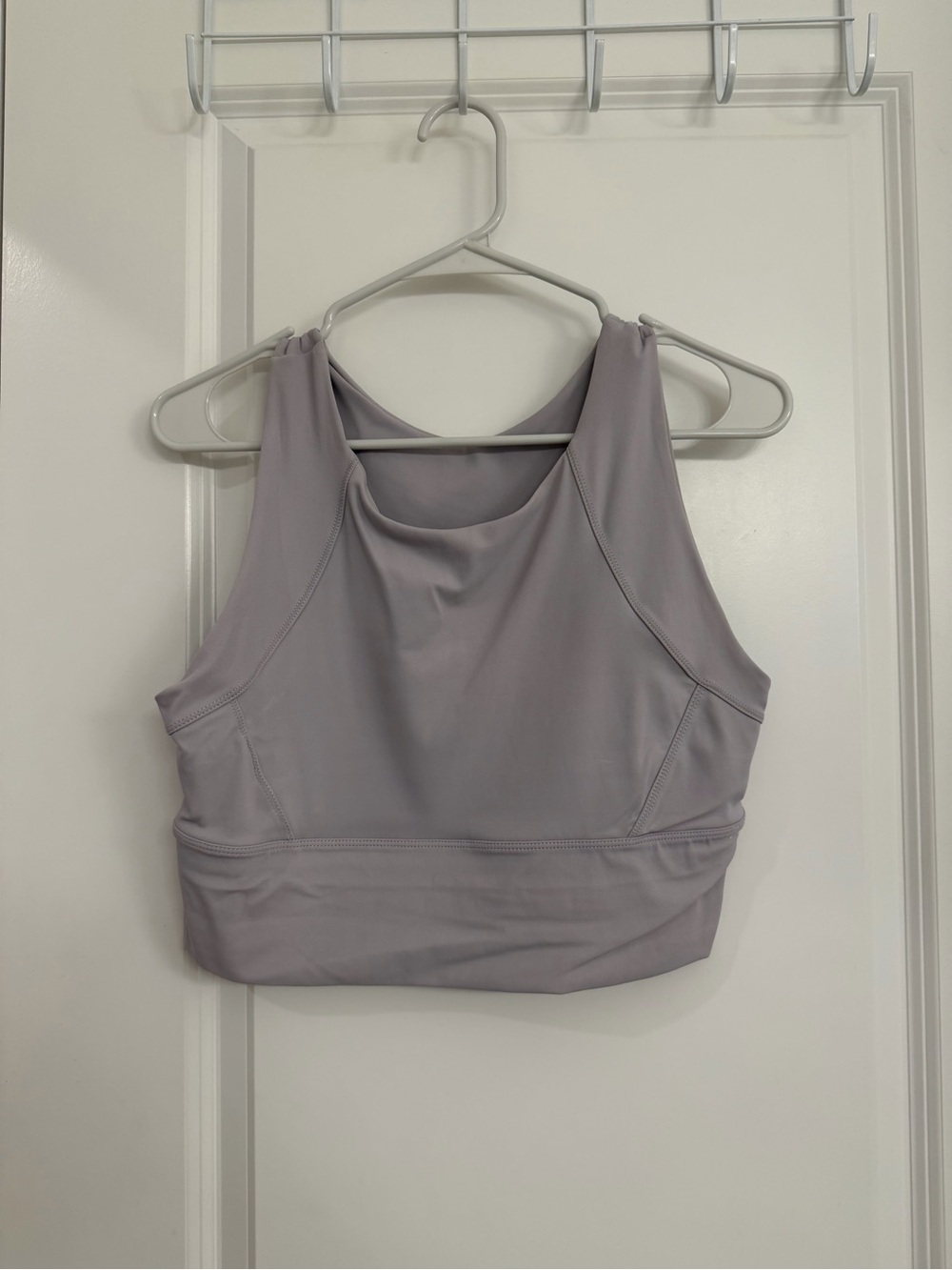 Seamless High-Neck Sports Bra - Lavender Gray